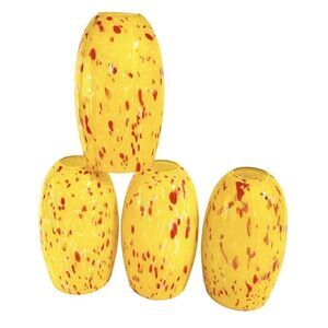 4 Waterway Art Glass Light Shade Speckled Hand Blown Red Yellow White Opal 8“